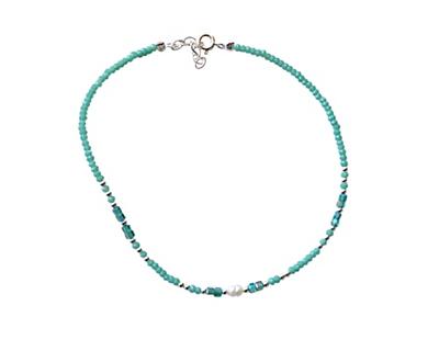 925 Sterling Silver Glass Beaded & Pearl Anklet for women, Length