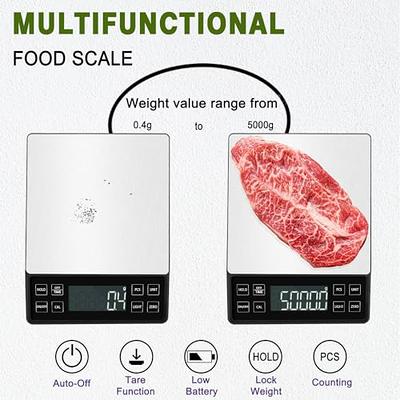 Digital Kitchen Scale,5Kg/0.01G Rechargeable Food Scale,High