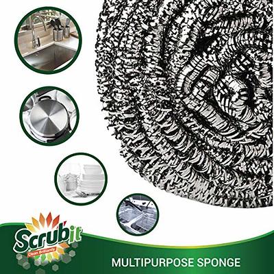 6 Pack Stainless Steel Wool Scrubber Sponge for Removing Tough