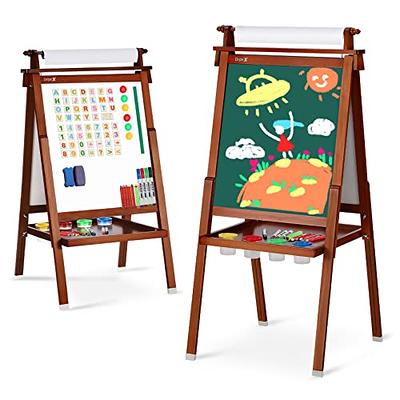 Donmills Easel for Kids, Children Art Easel Paper Roll,3-in-1 Dry Erase Board & Chalkboard,a Refillable Paper roll,Storage Tray and Stickers