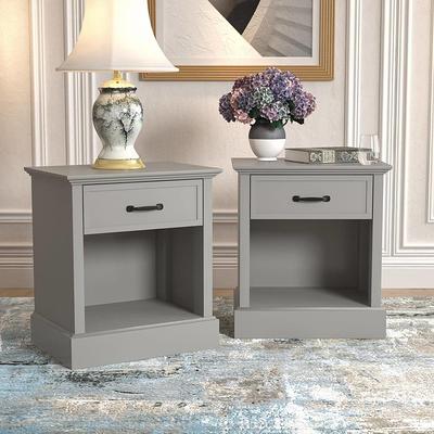 GALANO Louis Philippe 2-Drawer Black Nightstand Sidetable Ultra