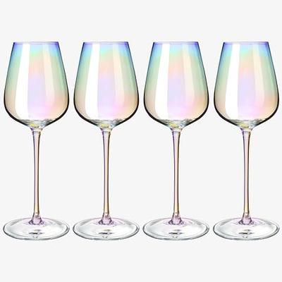 Iridescent Luster Large Radiance Wine Glasses In An Elegant Gift Box