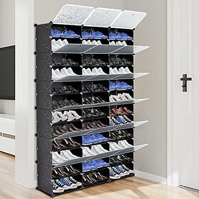 SONGMICS 12-Tier Shoe Rack Tall Metal Shoe Storage Organizer Grey