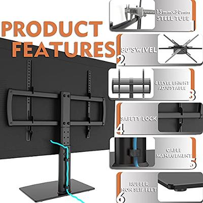  Universal Swivel Table Top TV Stand Base Replacement for 27 32  37 39 40 43 49 50 55 60 Inch LCD LED Flat Screens up to 88 lbs, Height  Adjustable Pedestal TV Mount with Tempered Glass Base : Home & Kitchen