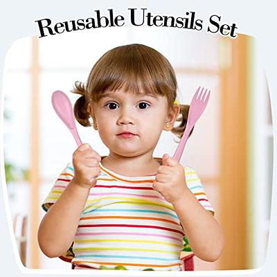 Reusable Travel Utensils with Case, 4 Sets Wheat Straw