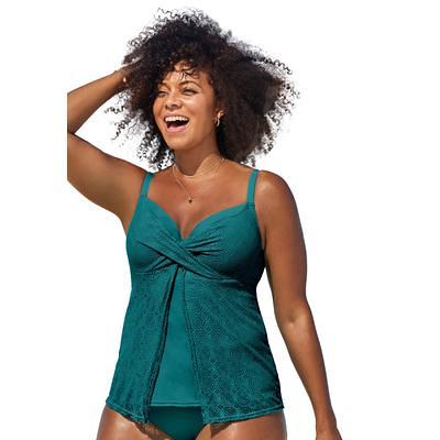 Plus Size Women's Faux Flyaway Crochet Underwire Tankini Top by Swimsuits  For All in Mediterranean (Size 26) - Yahoo Shopping