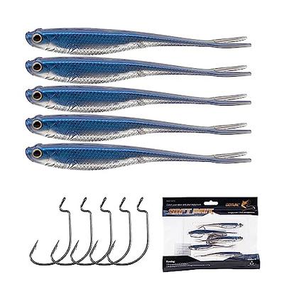 Goture Soft Plastic Baits with Worm Hooks Kit 10pcs, Fork Tail