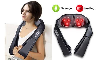 Shiatsu Back Massager - Shiatsu Neck and Shoulder Massager - Foot Massager  - Kneading Massage Pillow with Heat in Beige and Orange