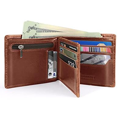 RFID Blocking Mini Wallet Genuine Leather Slim Front Pocket Wallet Ultra Thin  Credit Card Holder Sleeve with ID Windows 