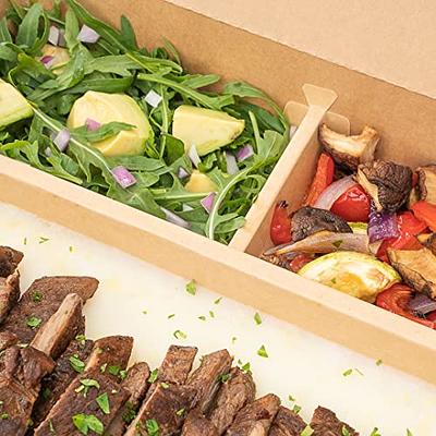 Restaurantware Bio Tek 77.8 Ounce to Go Boxes, 100 Disposable Bento Boxes - 3 Compartments, Tab Lock Closure, Kraft Paper Take Out Boxes, Serve Hot