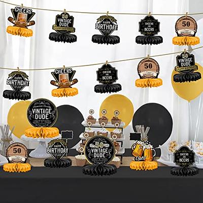 50th Birthday Table Decorations,honeycomb Centerpiece Table Decorations For  Men,42 Pcs Black Gold Perfection Table Centerpiece Toppers Party Supplies