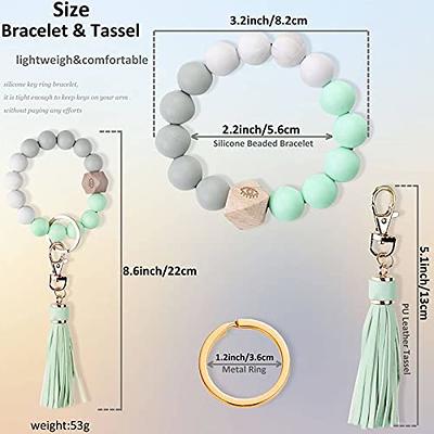 BIHRTC Silicone Key Ring Bracelet Beaded Keychain House Car Key