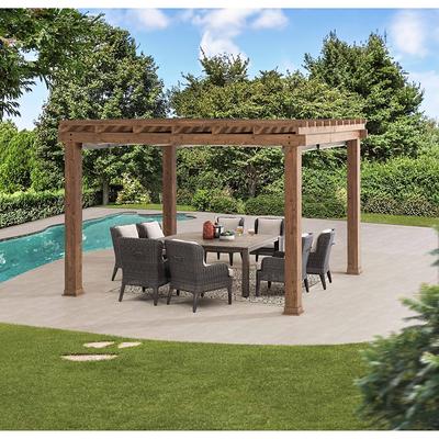 VEIKOUS 13 ft. W x 10 ft. D Aluminum Pergola Outdoor with Dark Gray  Retractable Canopy PG0202-02-9 - The Home Depot