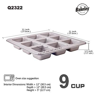 CHEFMADE Brownie Cake Pan, 12-Cavity Non-Stick Square Muffin Pan Blondie Bakeware for Oven Baking (Champagne Gold)