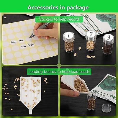 64 Slots Plastic Seed Storage Box Organizer with Label Stickers(seeds not  included), Seed Container Storage use for Flower Seeds,Vegetable Seeds,  Clover Seeds, Basil Seeds, Tomato Seeds 