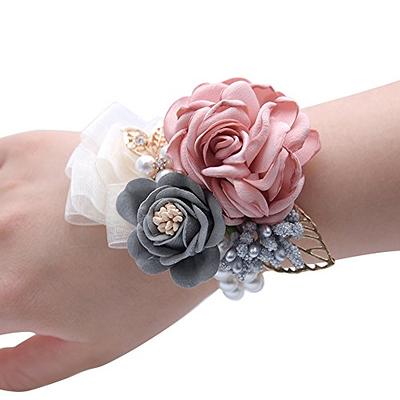 Rose Wrist Corsage Purple Bridesmaid Wrist Corsage Bracelet 2 Pack Prom Corsage  Wristlet Bridal Wrist Corsages for Wedding Bridesmaid Bridal Shower Prom  Suit Party Decor 