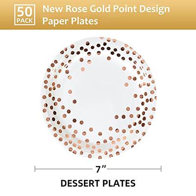 50 Count Disposable Paper Plates, 7 inch Party Dessert Plates