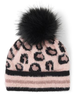 Upcycled LV Leopard Print Beanie with Pom Pom