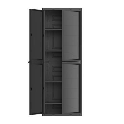 Hyper Tough Plastic 4-Shelf Garage Storage Utility Cabinet, Black