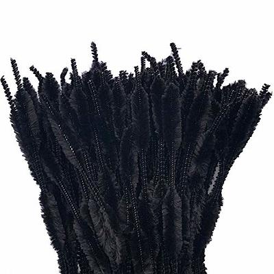 12Inch Pipe Cleaners Craft,Fuzzy Colored Chenille Stem for DIY Art Creative  Crafts Decorations(200Pcs,Black) 