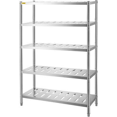 VEVOR Storage Shelf, 4-Tier Storage Shelving Unit, Stainless Steel Garage  Shelf, 59.1 x 17.7 x 61 inch Heavy Duty Storage Shelving, 529 Lbs Total  Capacity with Adjustable Height and Vent Holes