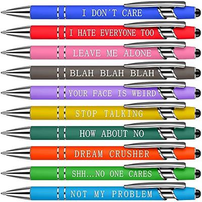 12 Pcs Funny Pens Demotivational Complaining Inspirational Pen Snarky  Passive Positive Office Pens Black Ink Novelty Pen Screen Touch Stylus for