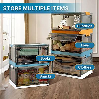 4-Packs: Plastic Storage Box Closet Organizer Foldable Storage with Sl