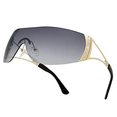 VANLINKER Gafas de sol gruesas envolventes para mujeres y hombres, gafas  futuristas Y2k VL9697