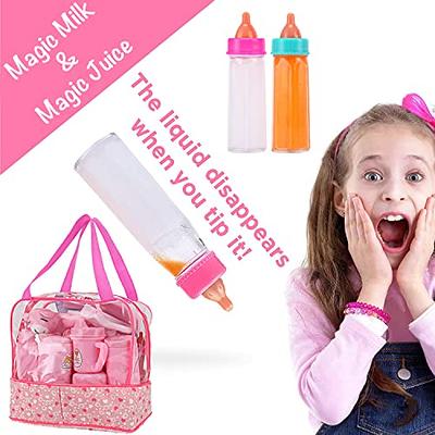 14 Pack Baby Doll Accessories, Baby Doll Feeding and Caring Set Includes  Diaper Bag, Doll Diapers, Magic Bottle, Changing Mat for Girl Toddler Kid