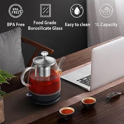 Speed-Boil Water Electric Kettle, 1.7L 1500W, Coffee & Tea Kettle  Borosilicate Glass, Water Boiler, Auto Shut-Off, Cool Touch Handle, Base  Detachable