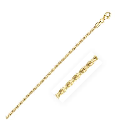 14k Yellow Gold Solid Diamond Cut Rope Chain