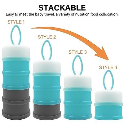 3 Layers Baby Milk Powder Stackable Formula Dispenser, Formula Container  for Travel, Non-Spill Stackable Baby Snack Storage Container,BPA Free,Blue  