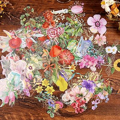 240 Pieces Cute Transparent Flower Stickers Set PET Decorative
