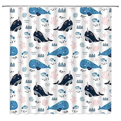 Ocean Shower Curtain Underwater World Shark Dolphins and Coral