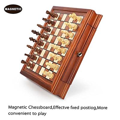  AMEROUS 12.8'' Magnetic Wooden Chess Set / 2 Built-in Storage  Drawers / 2 Extra Queen/Gift Package/Chess Rules/Classics Strategy Board Games  Chess Sets for Kids and Adults : Toys & Games