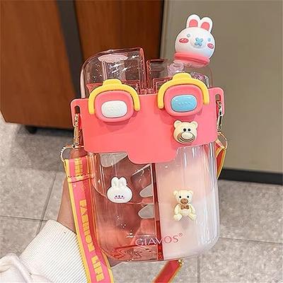 ORINEWS Kawaii Water Bottle - Cute Water Bottles with Straw and Strickers  Cartoon Double Drinking Water Bottle Leakproof Squar Bottle Cute Juice Tea  Water Cups - Yahoo Shopping