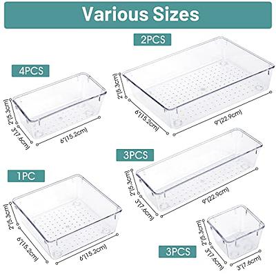 13 PCS Clear Drawer Organizers Set 5 Sizes Plastic Vanity Drawer Organizers  and Storage Bins for