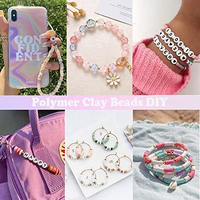 Clay Beads Bracelet Making Kit for Girls, DIY Friendship Jewelry Making Kit  with Cords Scissor Tweezer, Heart Pony Alphabet Letter Beads for Earring