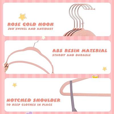 MIZGI Premium Kids Velvet Hangers (Pack of 50) with Copper/Rose Gold Hooks,Space Saving Ultra Thin,Non Slip Hangers Use for Children's Skirt Dress