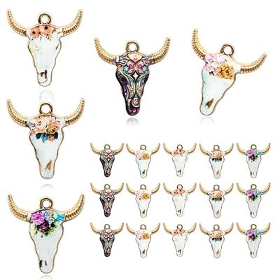 YYMSEN 20Pcs Enamel Cow Head Shaped Pendant Animal Cow Pendant