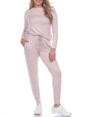 White Mark Women's 2 Piece Velour Tracksuit Set 