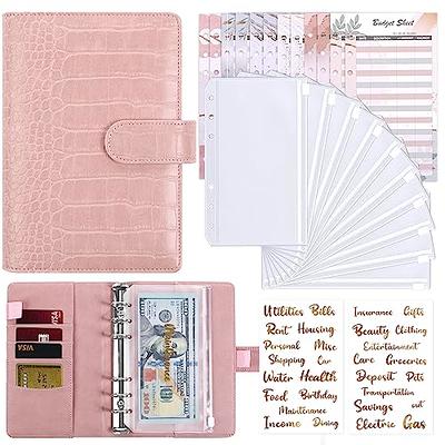  A6 Budget Binder for Money Saving Binder, PU Leather Budget  Planner with Cash Envelopes, Budget Sheets & Rose Gold Category Stickers,  Budget Wallet Money Organizer for Cash Binder (Leopard) 