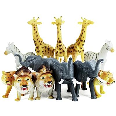 Safari Animal Toys Figures, 12 PCS Realistic Jumbo Wild Jungle Animals  Figurines, Large African Zoo Animal Playset with Lion,Elephant,Giraffe,  Plastic