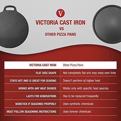 Cuisinel Cast Iron Pizza Pan for Oven Flat Skillets Comal for Tortillas  Round 13.5