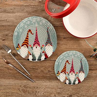 Winter Gnome Cute Pot Holders Trivets 2 Pcs Heat Resistant Trivets