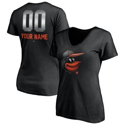 Women's Baltimore Orioles Black/White Plus Size V-Neck Jersey T-Shirt