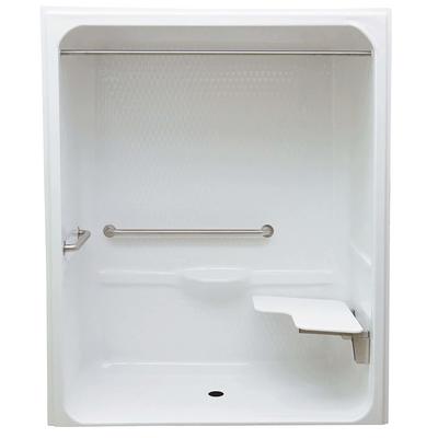 Ella Basic 37 in. x 48 in. x 80 in. AcrylX 1-Piece Low Threshold Shower Wall and Shower Pan in White, Center Drain, LHS Seat