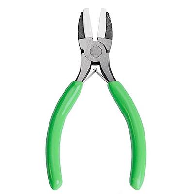 LEONTOOL Small Bent Needle Nose Pliers for Jewelry Making 5.5 Inches Angled  Needle Nose Pliers With Serrated Jaw Needle Remover Pliers With Lanyard