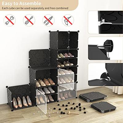 60 Pairs Shoe Rack Organizer 10-Tier Stackable Shoe Storage Cabinet Space  Saving