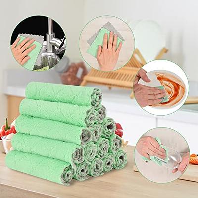 Kitchen Dish Towels, 16 inch x 25 inch Bulk Cotton Kitchen Towels and Dishcloths Set, 12 Pack Dish Cloths for Washing Dishes Dish Rags for Drying